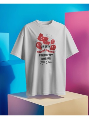 Hediyenza 29 Ekim Cumhuriyet Bayramı Özel Baskılı Çocuk Kısa Kollu Beyaz T-Shirt