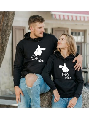 Hediyenza 14 Şubat Hediye Çift Sevgili Kombinleri Couple Clothing  3 Iplik Kapüşonlu Sweatshirt 2 Adet