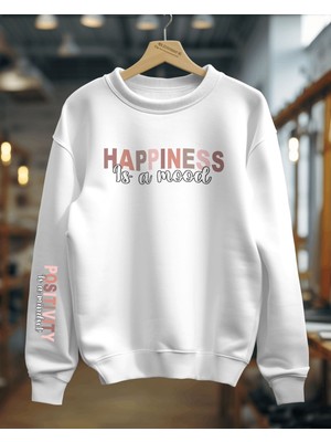 Hediyenza Happiness Is A Mood Sweatshirt Unisex Yetişkin