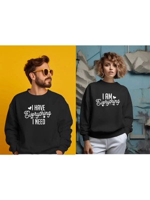 Hediyenza Sevgili Kombini Everyhing Baskılı Sevgililer Günü Hediyesi Sweatshirt Yetişkin
