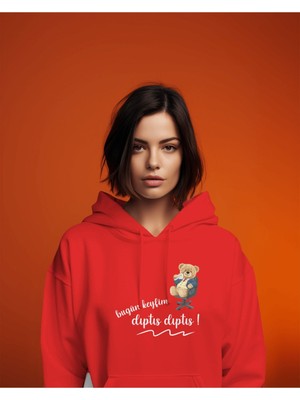 Hediyenza Bugün Keyfim Dıptıs Dıptıs Teddy Bear Kapüşonlu Sweatshirt Hoodie Unisex Yetişkin