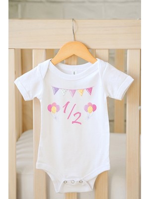 Hediyenza Half Birthday 1/2 Baskılı Bebek Body & Zıbın