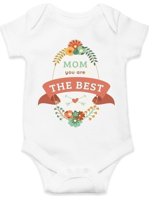 Hediyenza Mom You Are The Best Baskılı Pamuklu Bebek Body & Zıbın