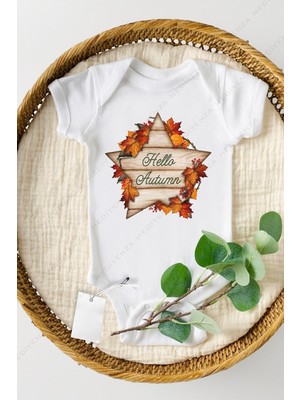 Hediyenza Hello Autumn Sonbahar Baskılı Bebek Body ve Zıbın