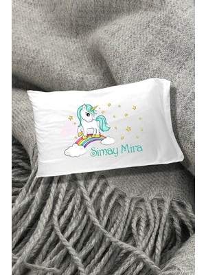 Hediyenza Unicorn Dreams Baskılı Yazılı Dekoratif Çocuk Yastık Kılıfı 50X70 cm 1 Adet - Tek Kişilik- Beyaz