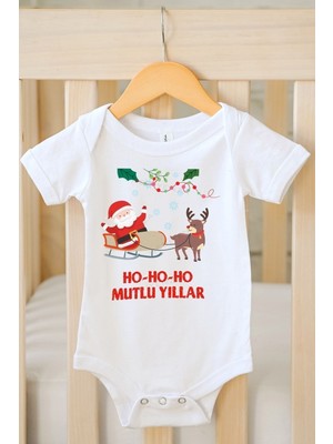 Hediyenza Hohoho Mutlu Yıllar Baskılı Bebek Body & Zıbın