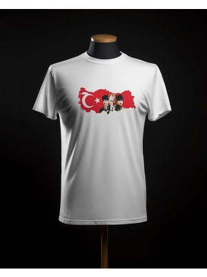 Hediyenza Türkiye Haritası Atatürk T-Shirt , Çocuk Bayramı Baskılı Çocuk Kısa Kollu Beyaz T-Shirt