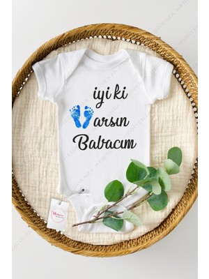 Hediyenza Iyi Ki Varsın Babacım Baskılı Yarım Kollu Bebek Body & Zıbın