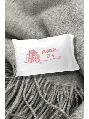 Hediyenza Bale Patiği Pudra Baskılı Dekoratif Çocuk Yastık Kılıfı 50X70 cm 1 Adet - Tek Kişilik- Beyaz