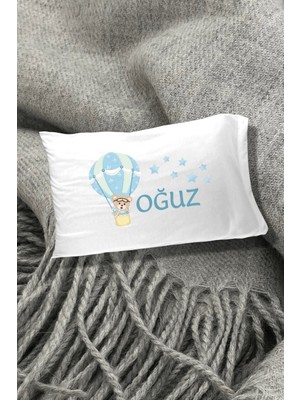 Hediyenza Uçan Balon Teddy Bear Baskılı Yazılı Dekoratif Çocuk Yastık Kılıfı 50X70 cm 1 Adet - Beyaz