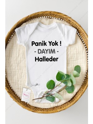 Hediyenza Panik Yok Dayım Halleder Baskılı Bebek Body Zıbın
