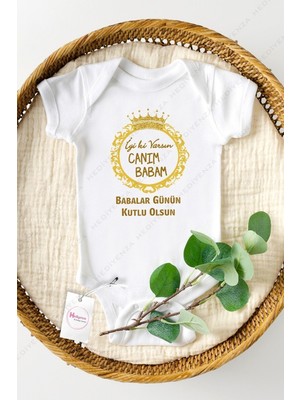Hediyenza Canım Babam Babalar Günü Kutlu Olsun Gold Baskılı Bebek ve Zıbın