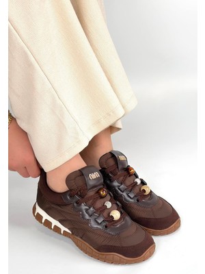 Erbilden Tues Kahverengi Nubuk Bağcıklı Ortopedik Kadın Spor Ayakkabı