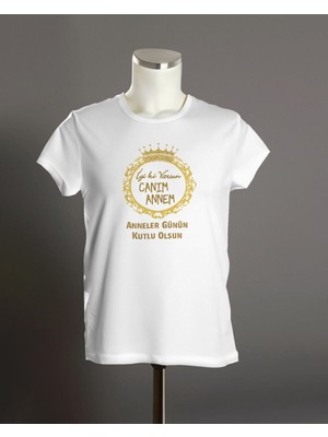 Hediyenza Anneler Günü Happy Mother’s Day Baskılı Çocuk Kısa Kollu Beyaz T-Shirt