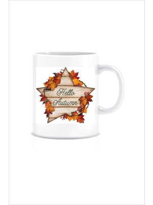 Hediyenza Hello Autumn Sonbahar Baskılı Kupa Bardak Mug