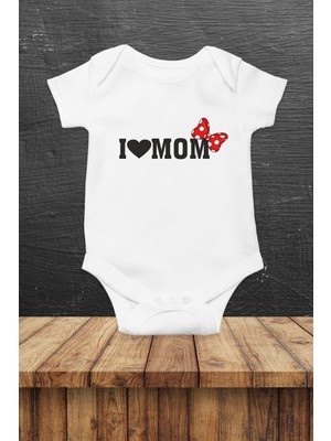 Hediyenza I Love Mom Baskılı Bebek Zıbını