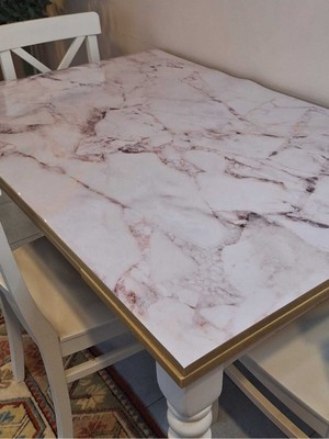 Başak Ev Tekstili Kalın Pvc Masa Koruyucu – 1.2 mm Mika Örtü, 70 ve 80 cm En, Mermer Desen