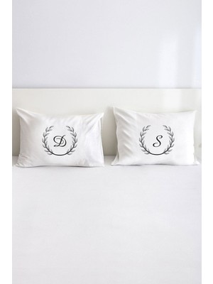 Hediyenza Çift Kişilik Harfli Dekoratif Yastık Kılıfı 50X70 cm - Beyaz