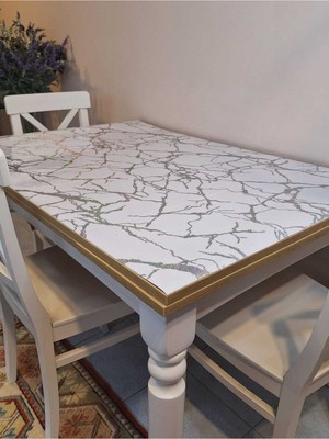 Başak Ev Tekstili Kalın Pvc Masa Koruyucu – 1.2 mm Mika Örtü, 70 ve 80 cm En, Mermer Desen