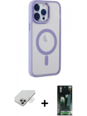 İlk El Grup Ieg™ iPhone 14 Pro Max Yankı Işık Özel Seri - Şeffaf 360 Full Body Arka Koruyucu + Gold Band Metal Kamera Lens