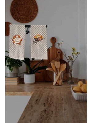 Hediyenza Hello Autmn Fall Turuncu Balkabağı Sonbahar Mutfak Havlusu Kurulama Bezi / Mutfak Peçetesi 2’li Set