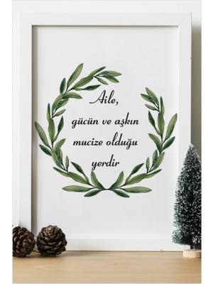 Hediyenza Aile Gücün ve Aşkın Mucize Olduğu Yerdir Ahşap 24X33 cm Tasarım Çerçeve