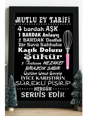 Hediyenza Mutlu Ev Tarifi Ahşap 24X33 cm Tasarım Tablo Çerçeve