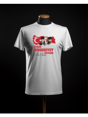 Hediyenza 29 Ekim Cumhuriyet Bayramı Türk Bayrak  Atatürk Baskılı Unisex ve Çocuk Kısa Kollu T-Shirt