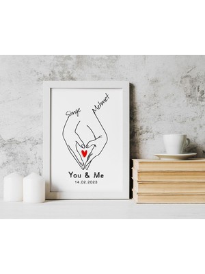 Hediyenza Valantines Day Tasarım 14 Şubat Sevgililer Günü Hediye Iskandinav Home 21X30CM Siyah Çerçeve Tablo
