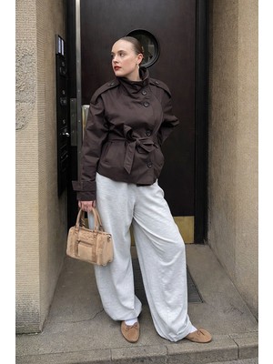 Avakado Dik Yaka Kemerli Trençkot