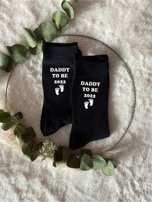 Hediyenza Daddy To Be 2022 Baskılı Siyah Erkek Soket Çorap Baba Adaylarına Özel