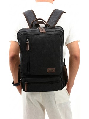 Ççs 51572 Pamuklu Kanvas Laptop Bölmeli Sırt Çantası Okul Çantası