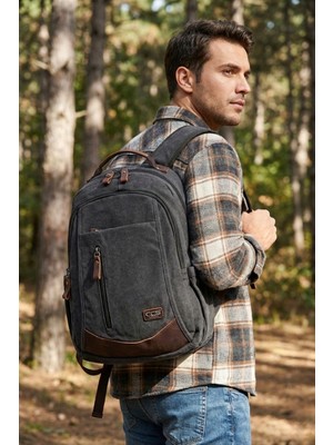 Ççs 51398 Pamuklu Kanvas Laptop Bölmeli Sırt Çantası Okul Çantası