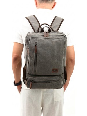 Ççs 51572 Pamuklu Kanvas Laptop Bölmeli Sırt Çantası Okul Çantası