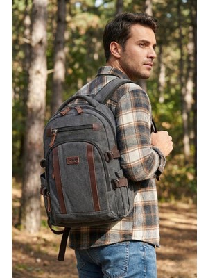 Ççs 31509 Pamuklu Kanvas Laptop Bölmeli Sırt Çantası Okul Çantası