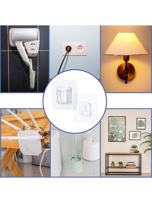 Go İthalat Eşya Sabitleme Askısı 10 Çift Şeffaf Çift Taraflı Yapışkanlı Geçmeli Klips (5491)