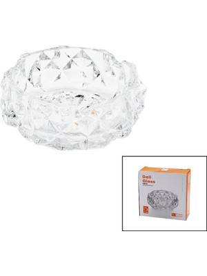 Go İthalat Büyük Cam - Dıamond Kristal Şekil Yuvarlak Küllük Çap: 12.8cm - D: 5.2cm (5491)