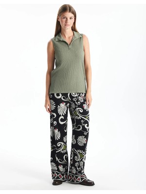 Lc Waikiki Yeni Sezon Beli Lastikli Desenli Geniş Paça Kadın Pantolon