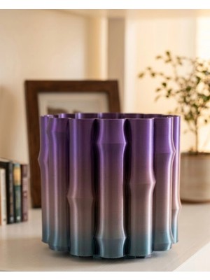 İlkyaz Fashion Mor Gri Dekoratif Vazo Modern Tasarım Salon Ofis Masa Üstü Aksesuar ILKYZ-KRGRS34
