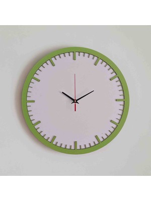 Ergeç Tasarım 40 cm Modern Minimal Duvar Saati – Sessiz Mekanizma – Dekoratif Yeşil Çerçeve – Mdf Gövde