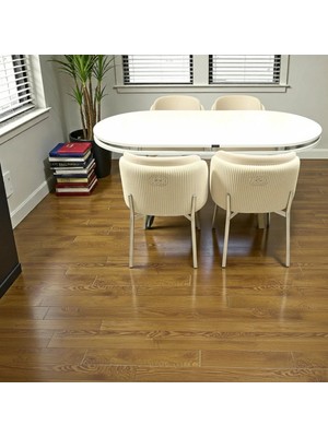 Msy Home 4 Kişilik Aura Krom Serisi Beyaz Lake Oval Yemek Masası ve Puffy Krem Sandalye Takımı Modern