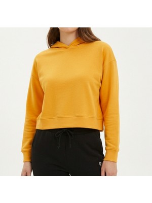 Bumerangspor Kadın Uzun Kol Kapüşonlu Basic Crop Sweatshirt