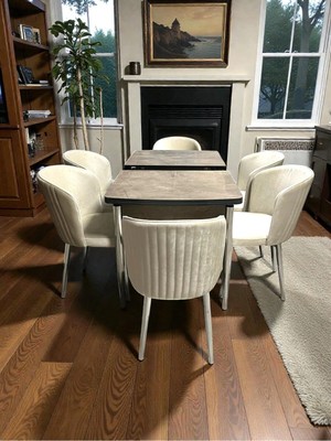 Msy Home 6 Kişilik Exclusive Kelebek Sonomo Krom Ayaklı Modern Yemek Odası Grubu