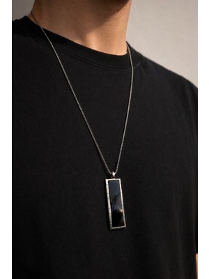 925 Ayar Gümüş Siyah Ayna Kolye - Eastwest Reflect Oksitli Siyah