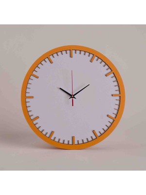 Ergeç Tasarım 40 cm Modern Minimal Duvar Saati – Sessiz Mekanizma – Dekoratif Turuncu Çerçeve – Mdf Gövde