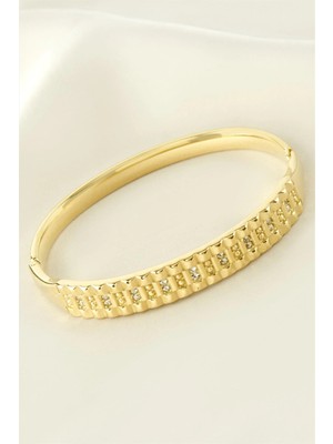 Fantastik Store Zirkon Taşlı Lüks Çelik Kelepçe Bileklik