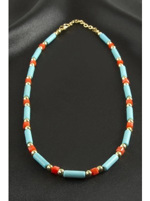 Fantastik Store Turkuaz Boncuk Kristal Kolye