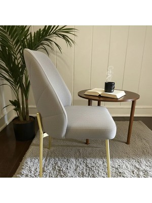 Msy Home 2 Kişilik Nova White Gold Ayaklı Silinebir Kumaş Modern ve Şık Sandalye Takımı