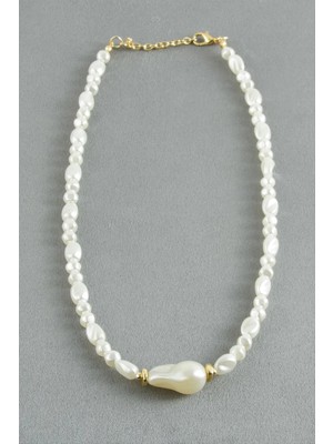 Fantastik Store Oval Taşlı Inci  Kolye