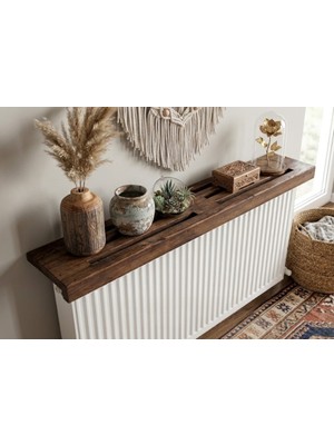 Maison Linden Eskitme Masif Ahşap Petek Üstü Raf 150 cm Dekoratif Kalorifer Üstü Raf El Işçiliği Doğal